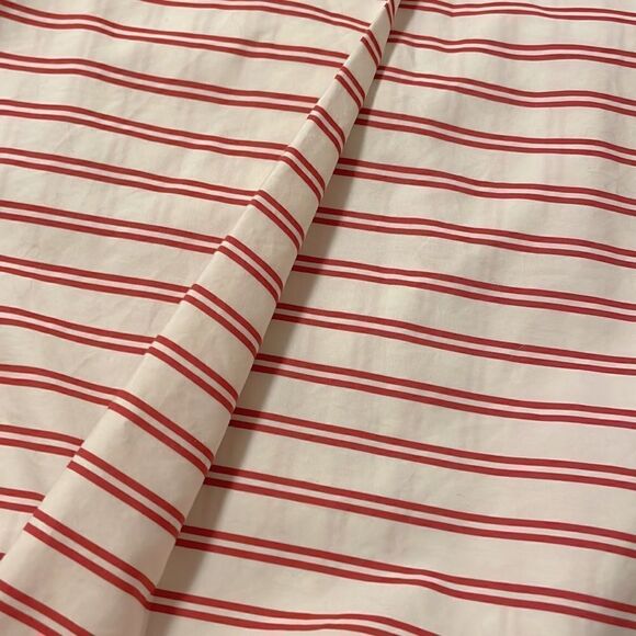 Foxcroft Summer Breezy Tunic, Non Iron, White and Red Stripe Open V-Neck - Picture 5 of 9